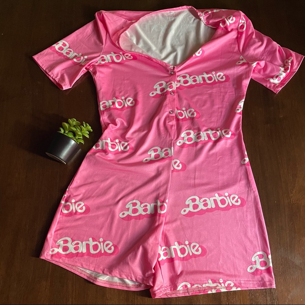 Barbie Pink & White Romper Onesie Size Small
